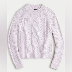 J. Crew Pom-pom Cable-knit Lambs Wool Blend Lilac Sweater Size XS